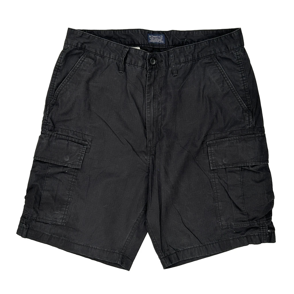 Levis Cargo Shorts - 34W 9L Black Cotton Refurbished - Thrifted (note: this is a term often used to describe second- refurbished available on Cerqular