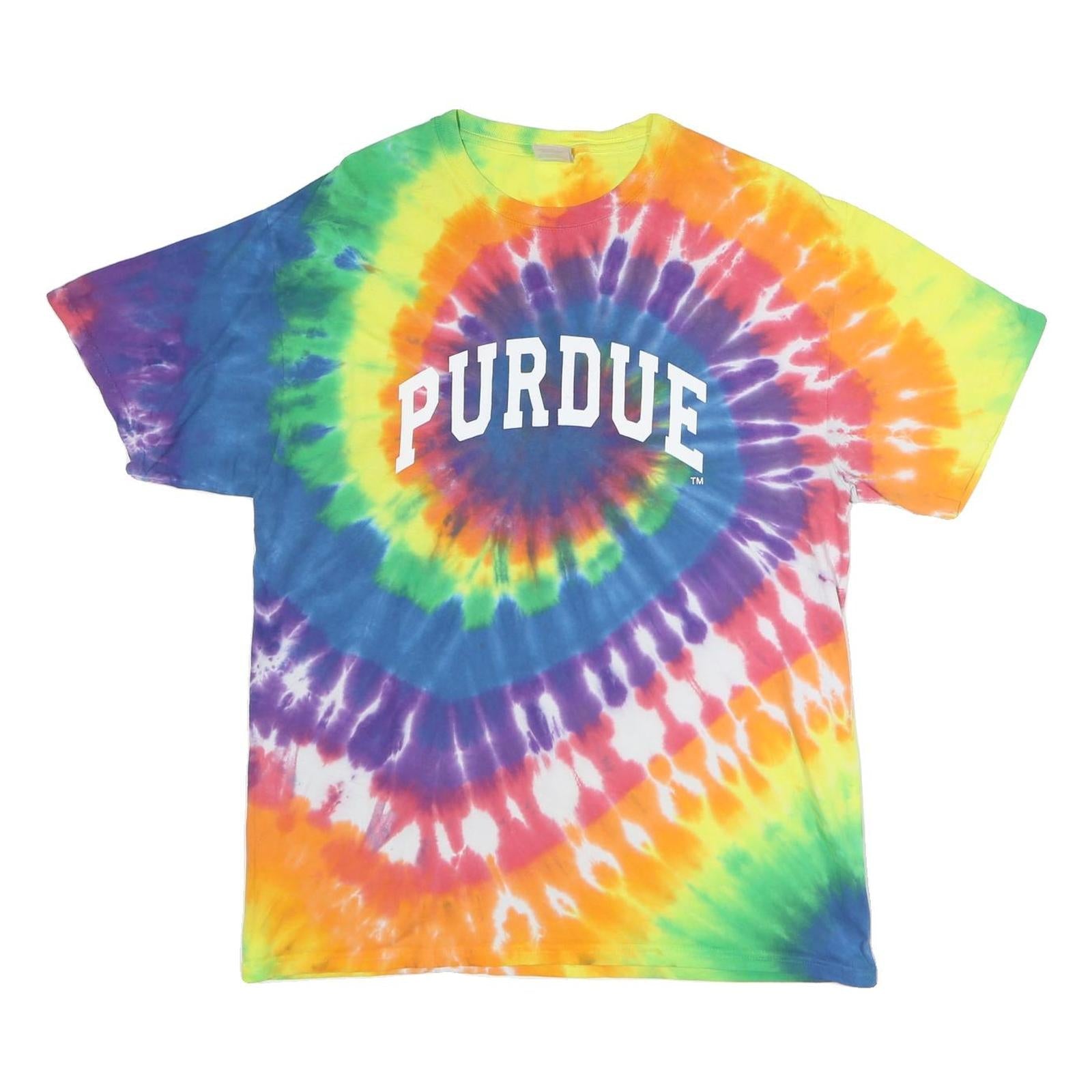 PORT & COMPANY Mens Multicolour Tie Dye L Short Sleeve Crew Neck Purdue Graphic Refurbished - N/A refurbished available on Cerqular