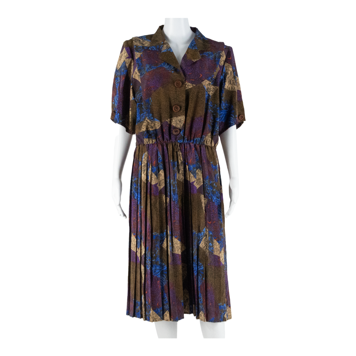 C&A Womens Day Dress Brown Crazy Pattern Short Sleeve Midi L Refurbished - N/A refurbished available on Cerqular