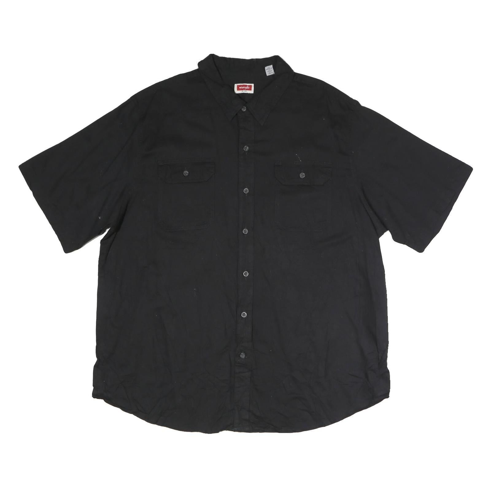 WRANGLER Mens Black Shirt XXS Cotton Blend Casual Button Up Short Sleeve Refurbished - N/A refurbished available on Cerqular
