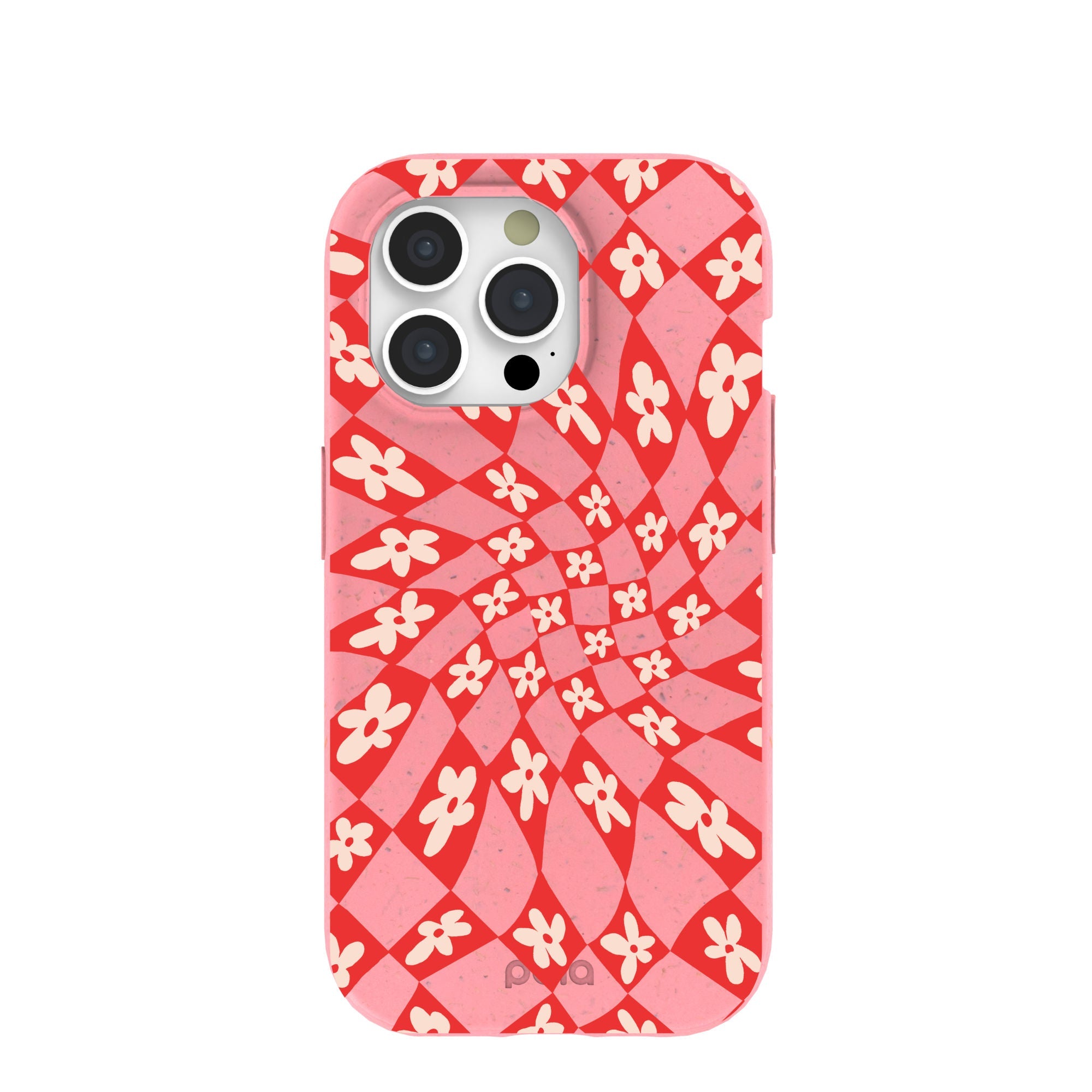 Bubblegum Pink Funky Fleurs iPhone 15 Pro Case Refurbished - Pela Case refurbished available on Cerqular