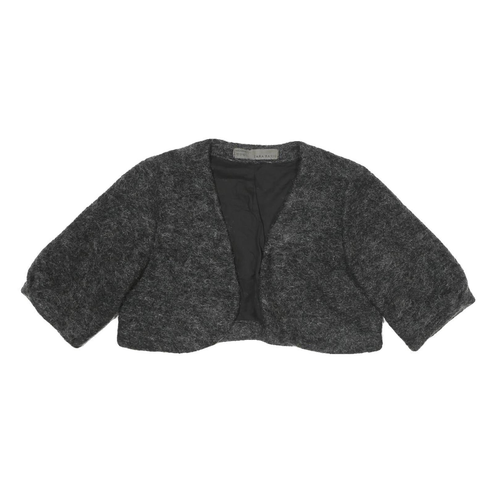 ZARA BASIC Womens Grey Wool Blend Cropped Jacket L Woolblend Short Sleeve Refurbished - N/A refurbished available on Cerqular