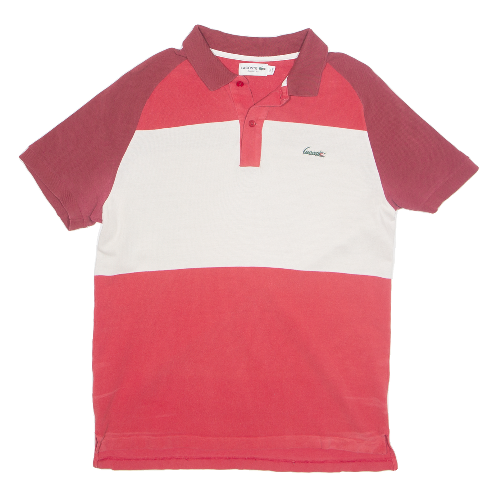 LACOSTE Mens Polo Shirt Red 90s Colourblock M Refurbished - N/A refurbished available on Cerqular