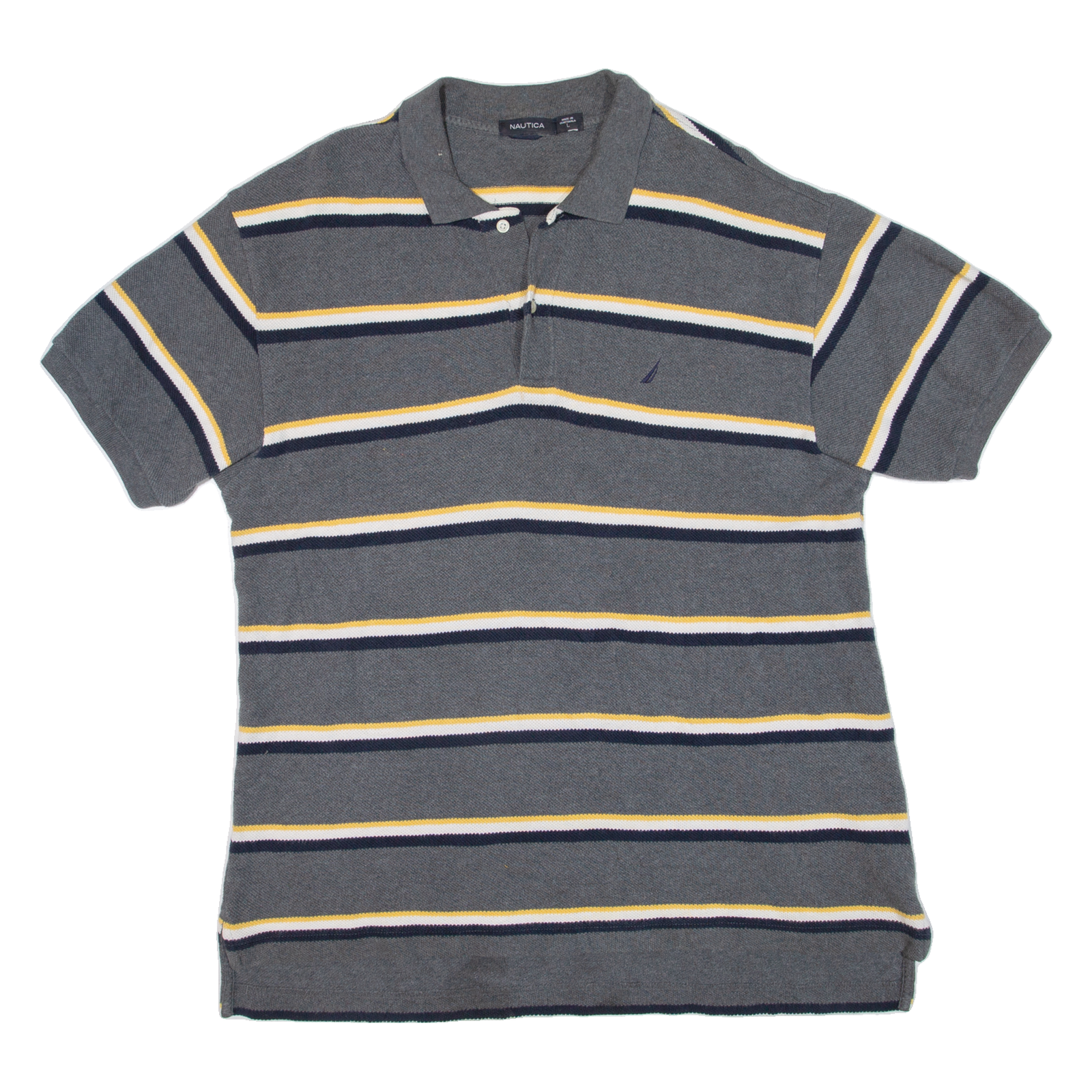 Buy NAUTICA Mens Polo Shirt Grey Striped L Refurbished - $27.29 NAUTICA Mens Polo Shirt Grey Striped L Refurbished - N/A refurbished available on Cerqular