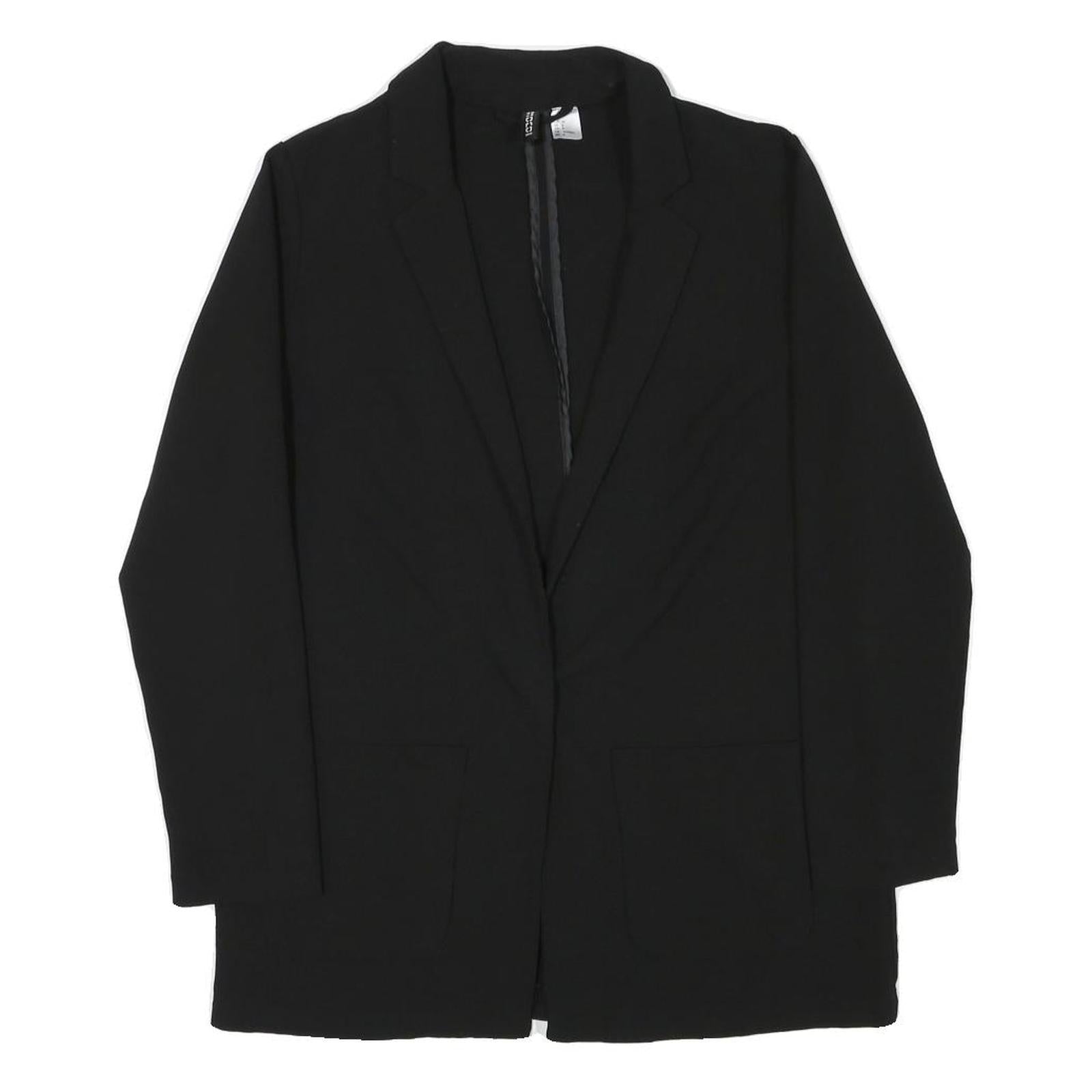 H&M Womens Black Jacket S Polyester Blend Plain Button Closure Classic Fit Refurbished - N/A refurbished available on Cerqular