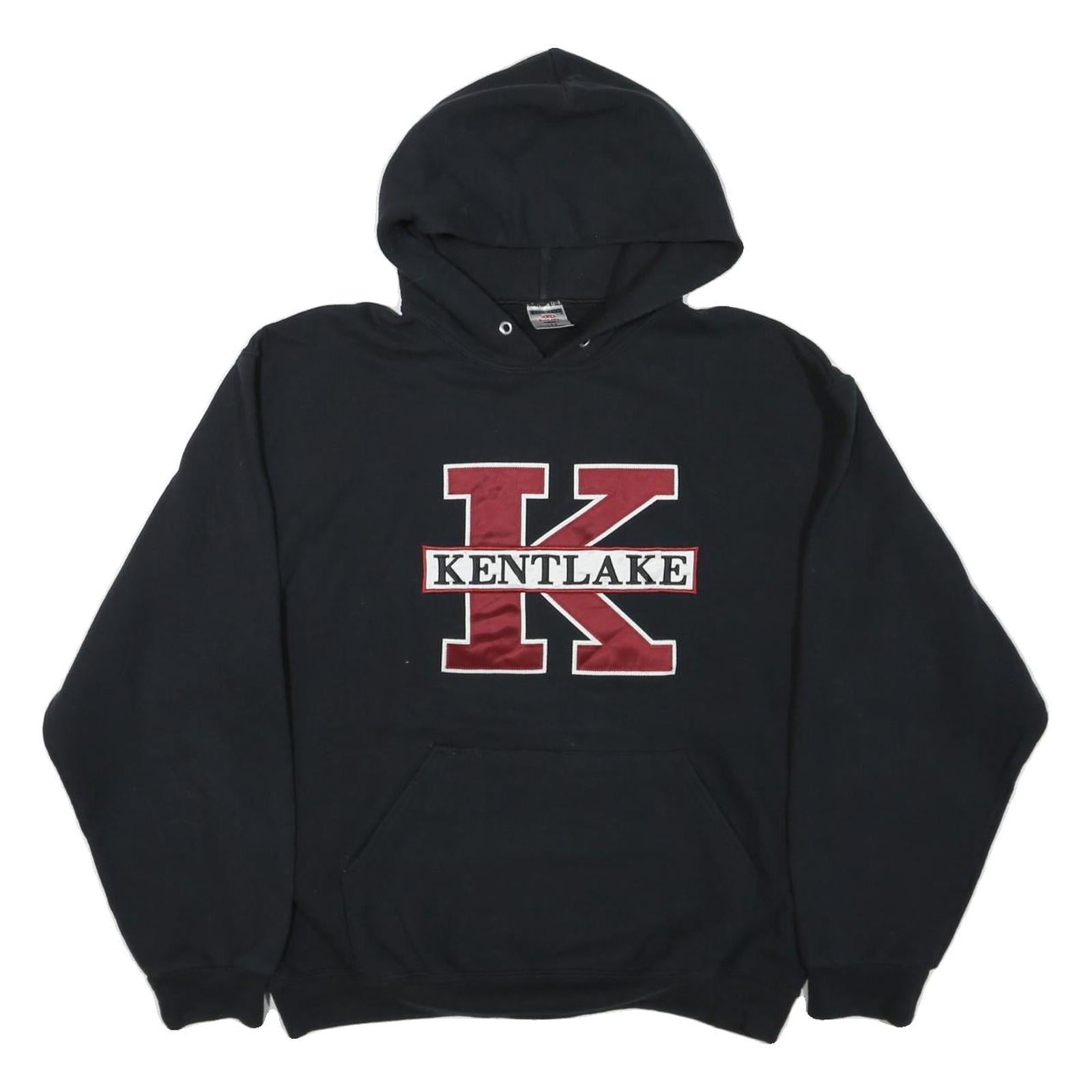 JERZEES Mens Black & Burgundy Kentlake Pullover Hoodie L Cotton Blend Refurbished - N/A refurbished available on Cerqular