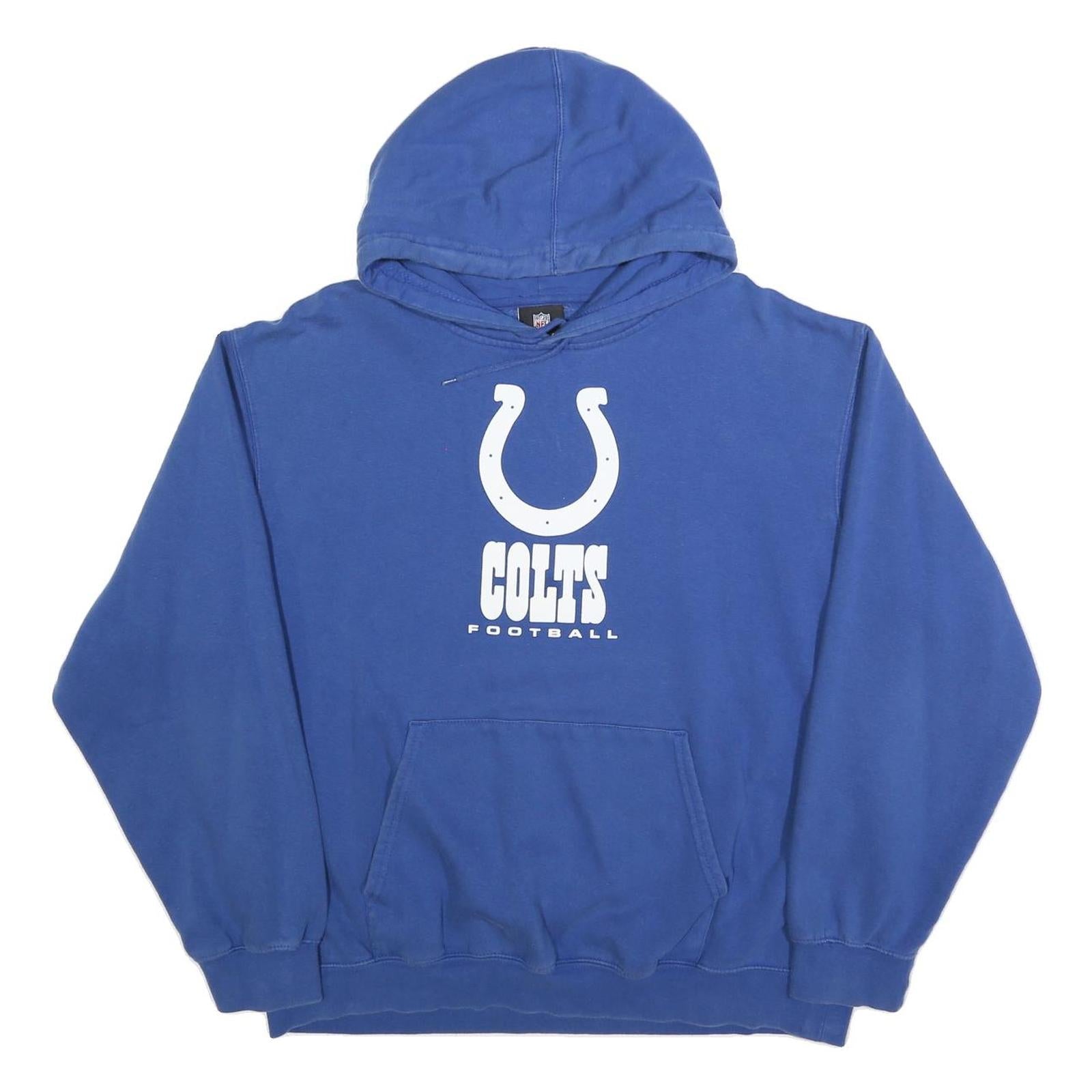 NFL Mens Blue Colts Football Pullover Hoodie XL Cotton Blend Refurbished - N/A refurbished available on Cerqular
