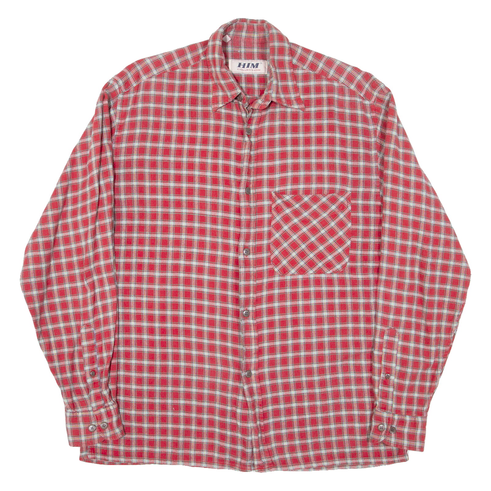 HIM COLLECTION Mens Flannel Shirt Red Check Long Sleeve M Refurbished - N/A refurbished available on Cerqular