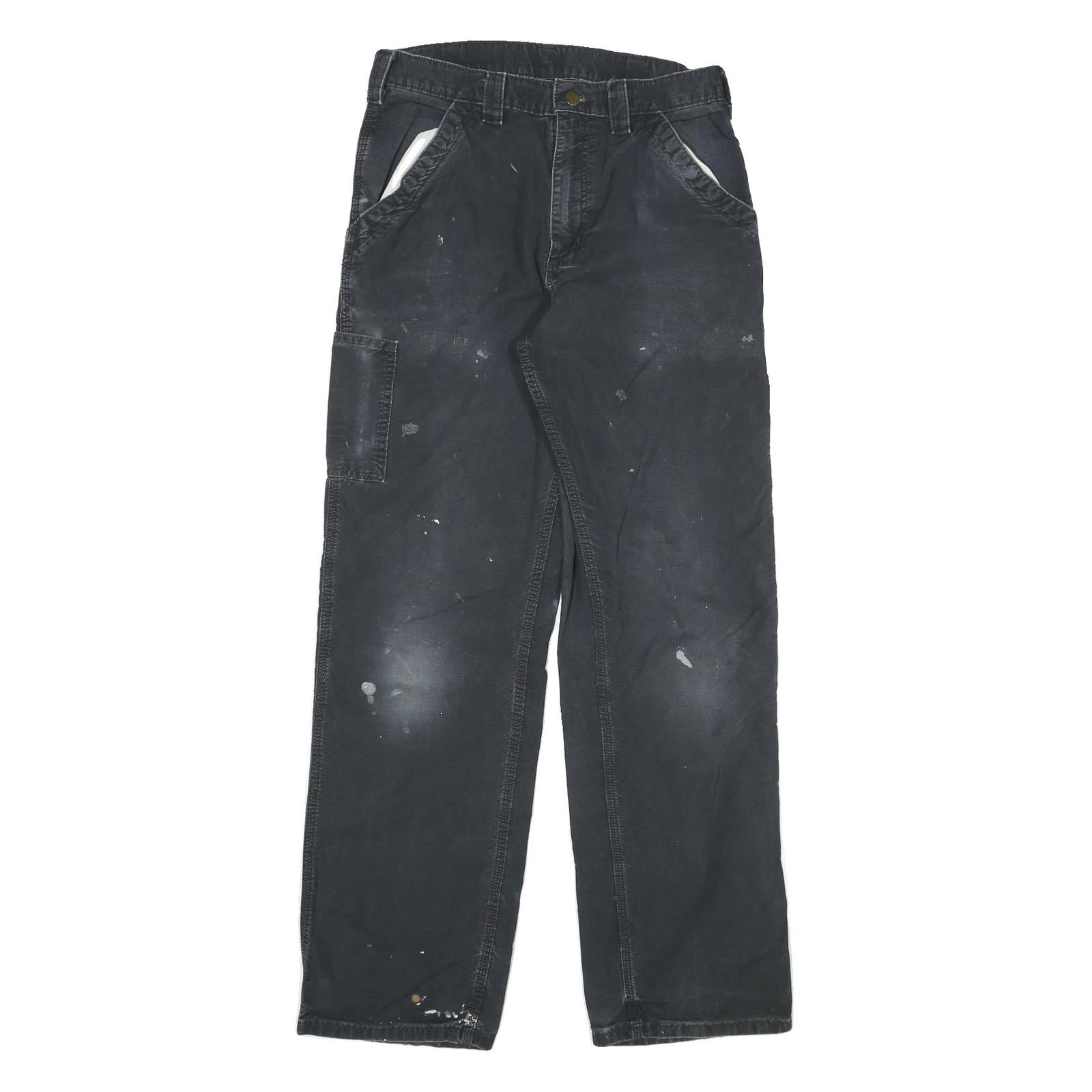CARHARTT Mens Cotton Blend Black Regular Straight Trousers W32 L34 Workwear Refurbished - N/A refurbished available on Cerqular