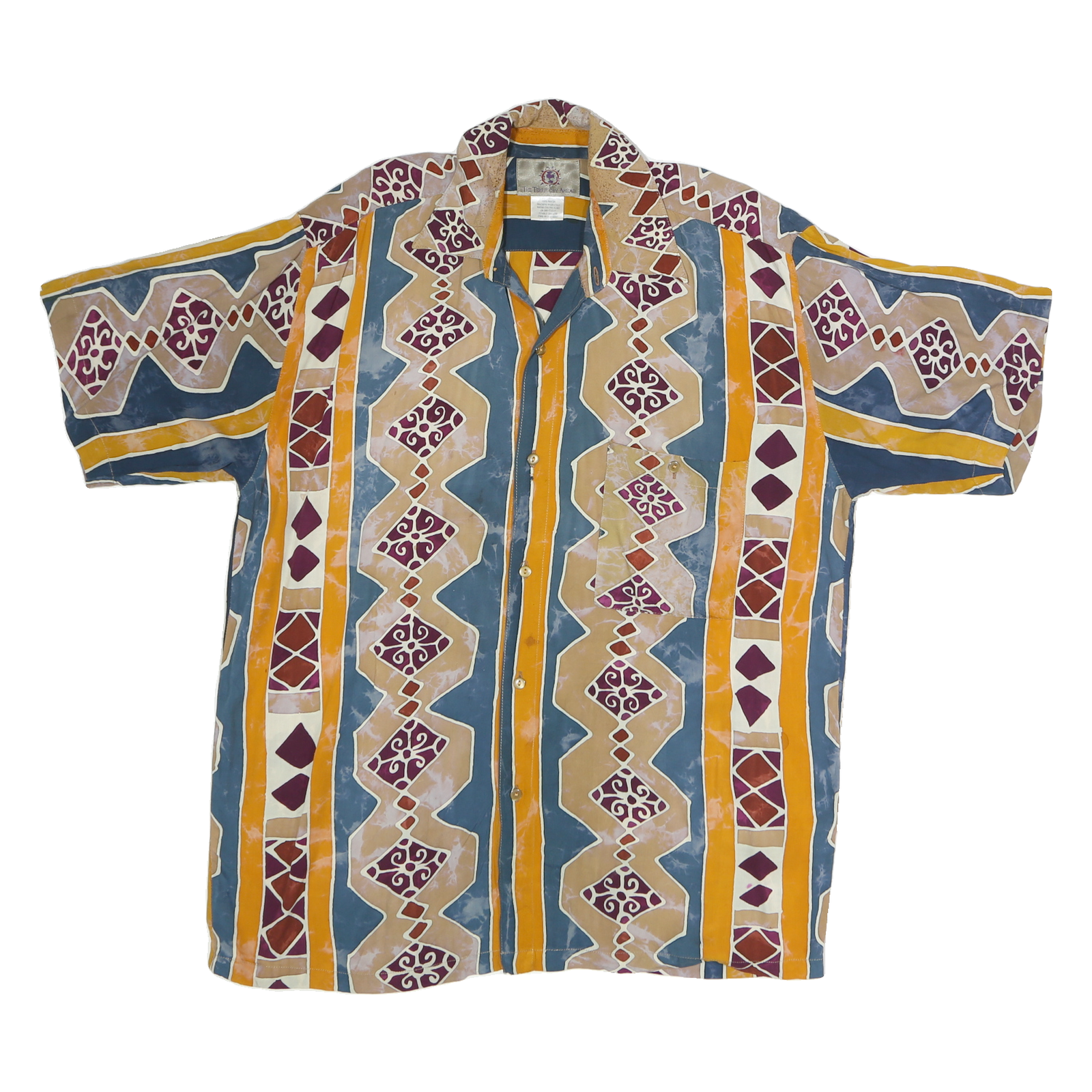 THE TERRITORY AHEAD Mens Blue & Yellow Cotton Pattern Shirt M Casual Cotton Refurbished - N/A refurbished available on Cerqular