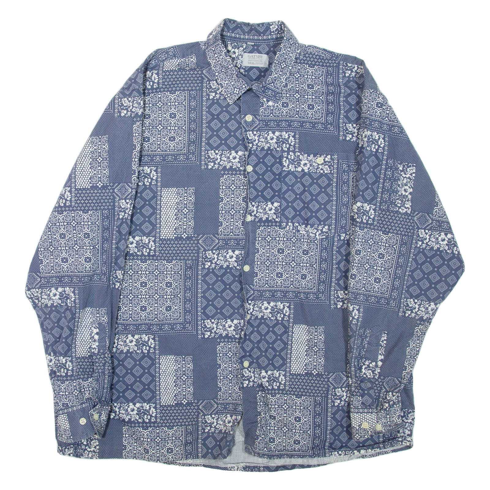 GATSBY INTERNATIONAL Mens Shirt Blue Crazy Pattern Long Sleeve M Refurbished - N/A refurbished available on Cerqular