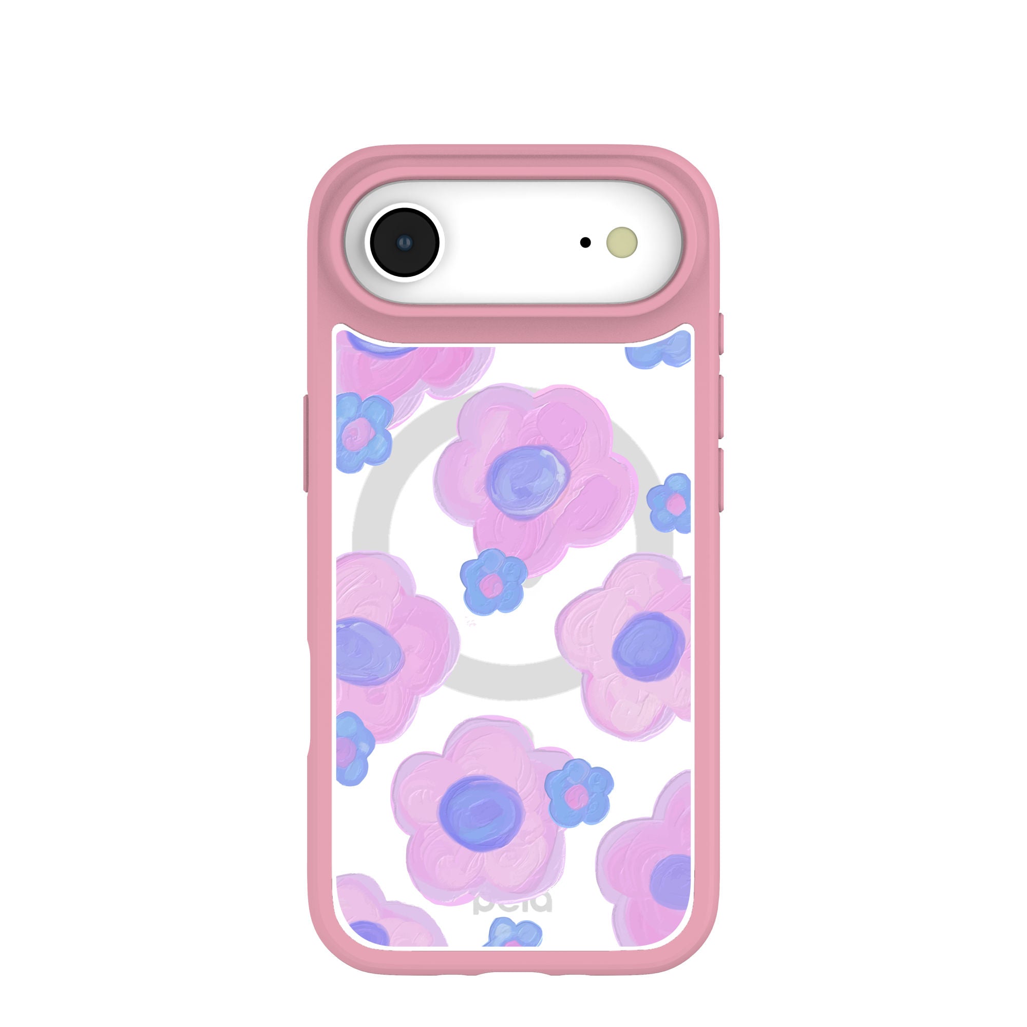 Clear Blush Bloom iPhone Air Case With Petal Pink Ridge (MagSafe included) Refurbished - Pela Case refurbished available on Cerqular