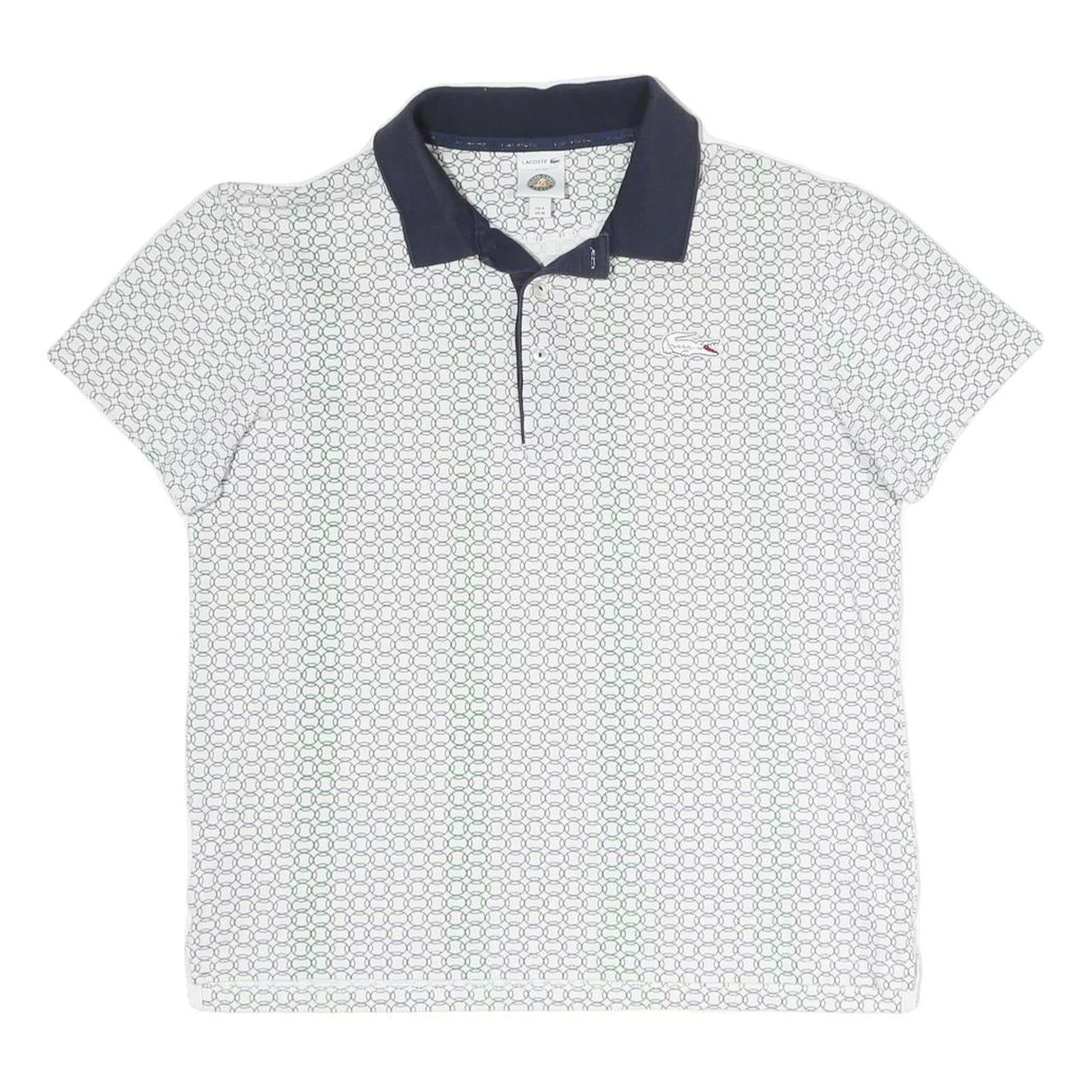 LACOSTE Mens White & Navy Blue Short Sleeve Polo Shirt M Cotton Blend Classic Refurbished - N/A refurbished available on Cerqular