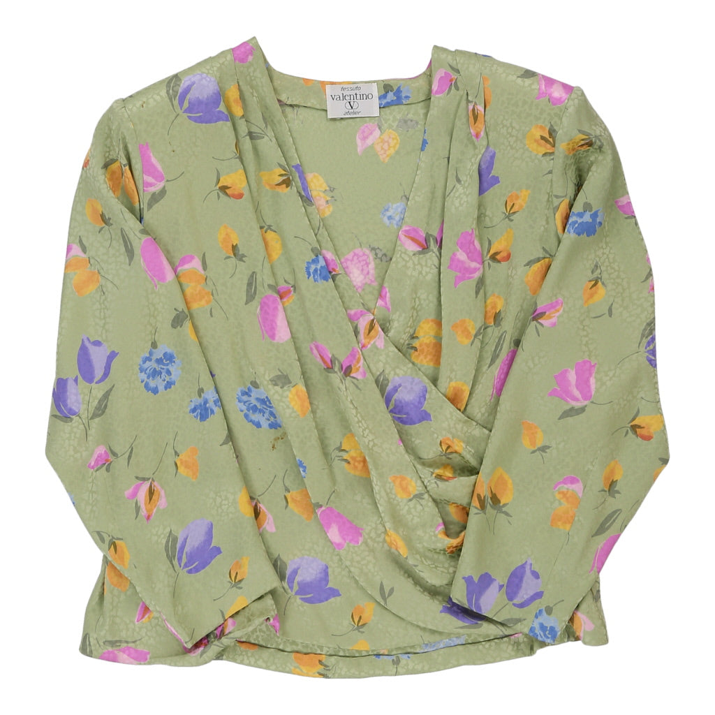 Atelier Valentino Floral Blouse - Large Green Viscose | Size: large Refurbished - N/A (Preloved Designer is not a specific brand, it refurbished available on Cerqular