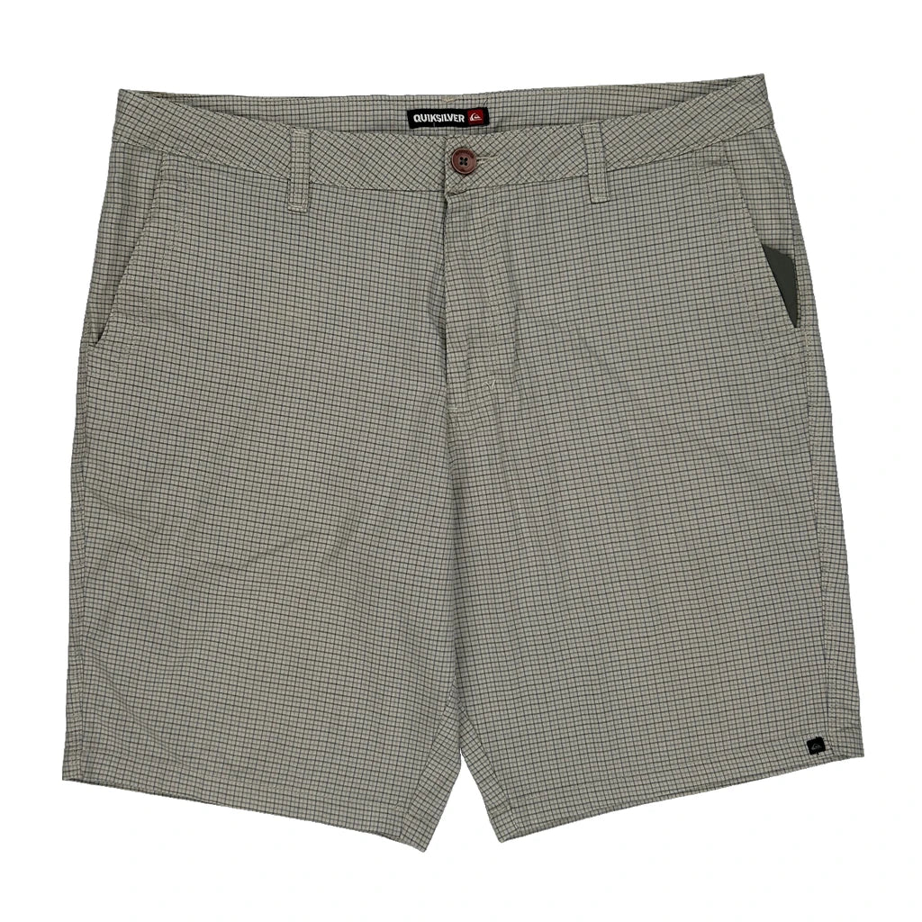 Quiksilver Checked Chino Shorts - 38W 9L Grey Cotton Refurbished - Thrifted (note: this is a term often used to describe second- refurbished available on Cerqular
