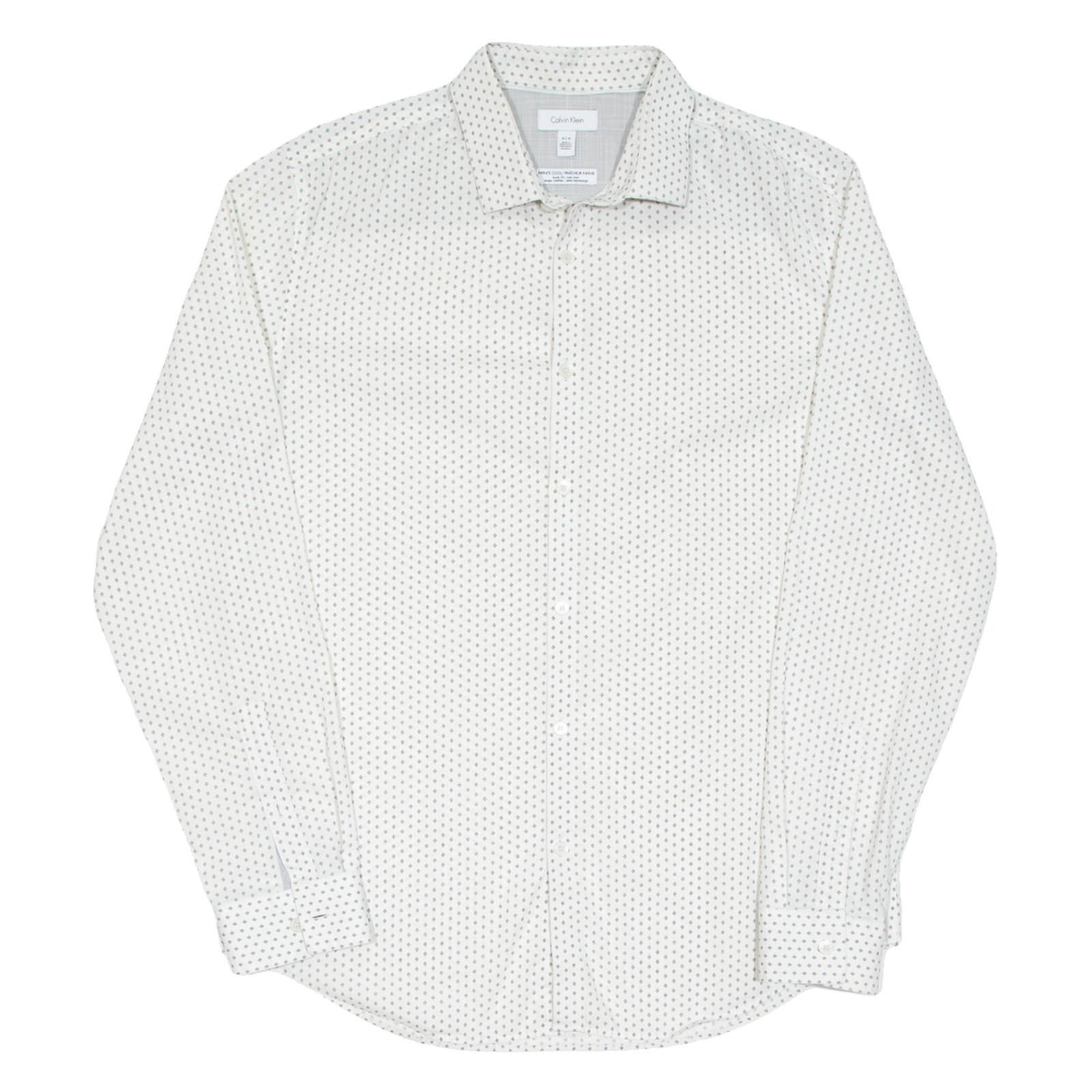 CALVIN KLEIN Mens Shirt White Spotted Long Sleeve M Refurbished - N/A refurbished available on Cerqular