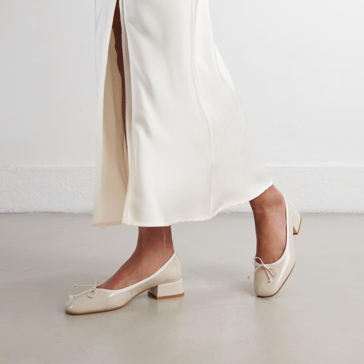 264- Dybil Vernis Plisse Ecru | Color: ECRU | Size: 41 Refurbished - Rue Madame is a known brand, and the standardized name is " refurbished available on Cerqular