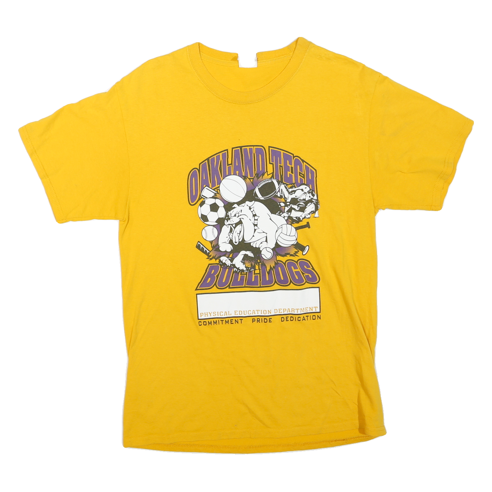 PORT COMPANY Womens Yellow Oakland Tech Bulldogs Graphic T-Shirt M Short Sleeve Refurbished - N/A refurbished available on Cerqular