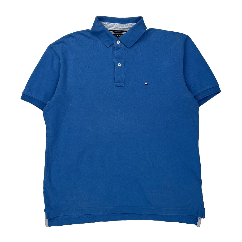 Tommy Hilfiger Polo Shirt - Large Blue Cotton Refurbished - Thrifted (note: this is a term often used to describe second- refurbished available on Cerqular