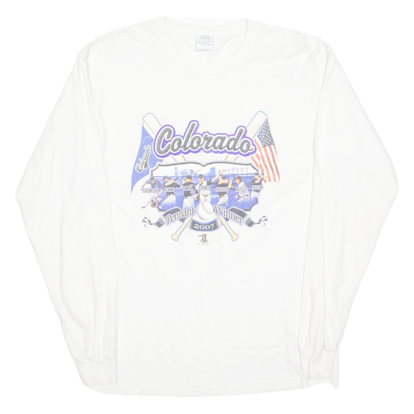 GILDAN Colorado Rennet Winner 2007 Baseball Mens T-Shirt White USA L Refurbished - N/A refurbished available on Cerqular