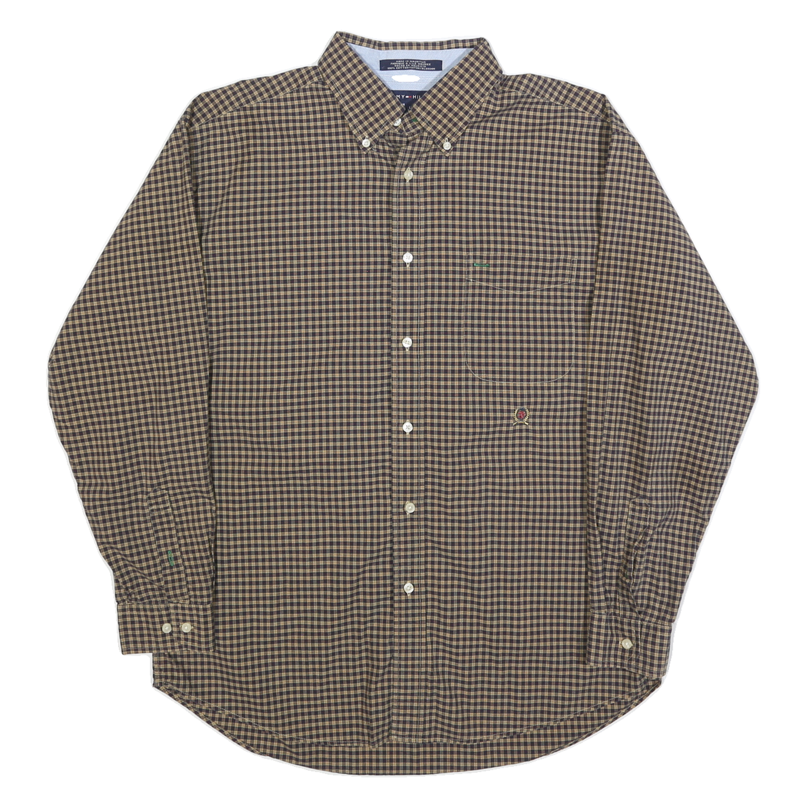 TOMMY HILFIGER Mens Brown Check Shirt L Button-Down Collar Long Sleeve Casual Refurbished - N/A refurbished available on Cerqular