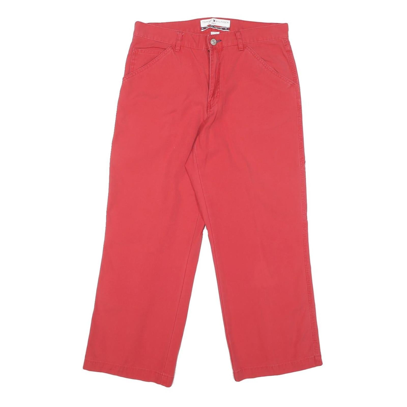 TOMMY JEANS Mens Cotton Blend Red Regular Straight Trousers W30 L25 Casual Refurbished - N/A refurbished available on Cerqular