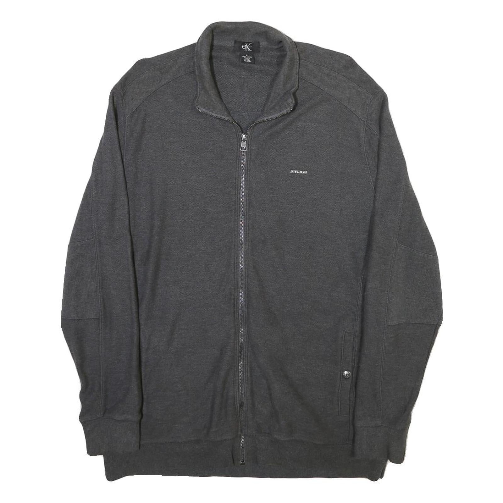 CALVIN KLEIN Mens Grey Jacket L Cotton Blend Zip Casual Outerwear Refurbished - N/A refurbished available on Cerqular