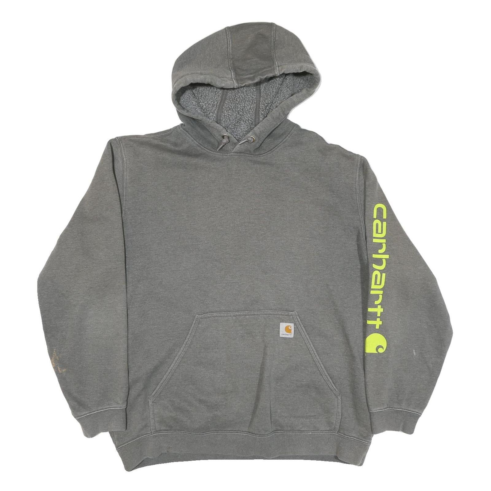 CARHARTT Mens Grey Hoodie XL Cotton Blend Pullover Logo Print Workwear Refurbished - N/A refurbished available on Cerqular