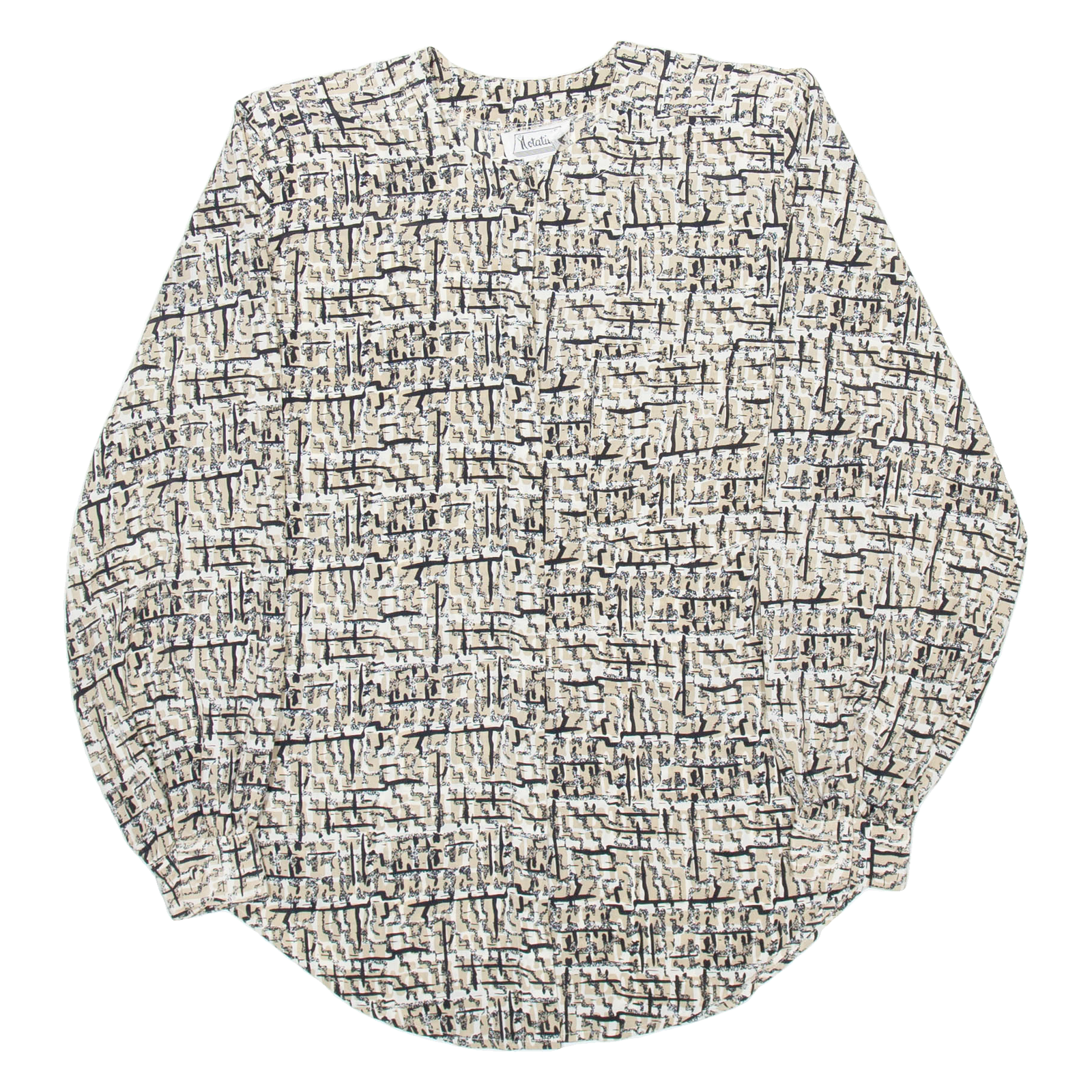 NOTATIONS Womens Shirt Beige Crazy Pattern Long Sleeve M Refurbished - N/A refurbished available on Cerqular