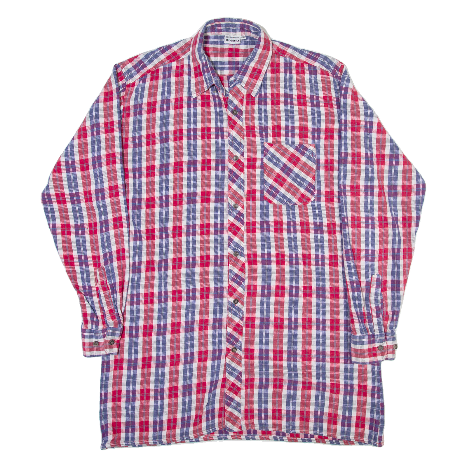 BREMO Mens Flannel Shirt Red Check Long Sleeve L Refurbished - N/A refurbished available on Cerqular