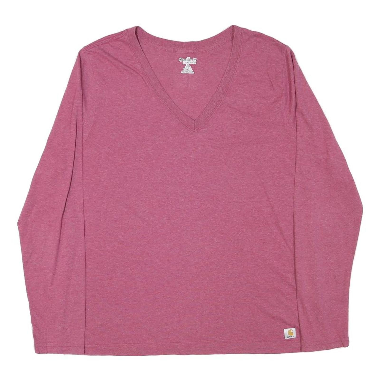 CARHARTT Womens Pink Long Sleeve V-Neck Cotton Blend T-Shirt XL Casual Comfort Refurbished - N/A refurbished available on Cerqular