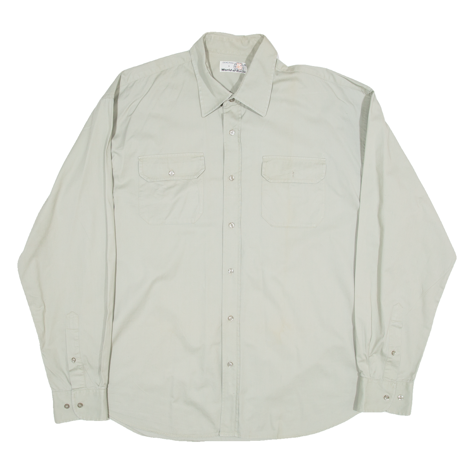 WORLD OF BASIC Mens Worker Shirt Brown Long Sleeve L Refurbished - N/A refurbished available on Cerqular