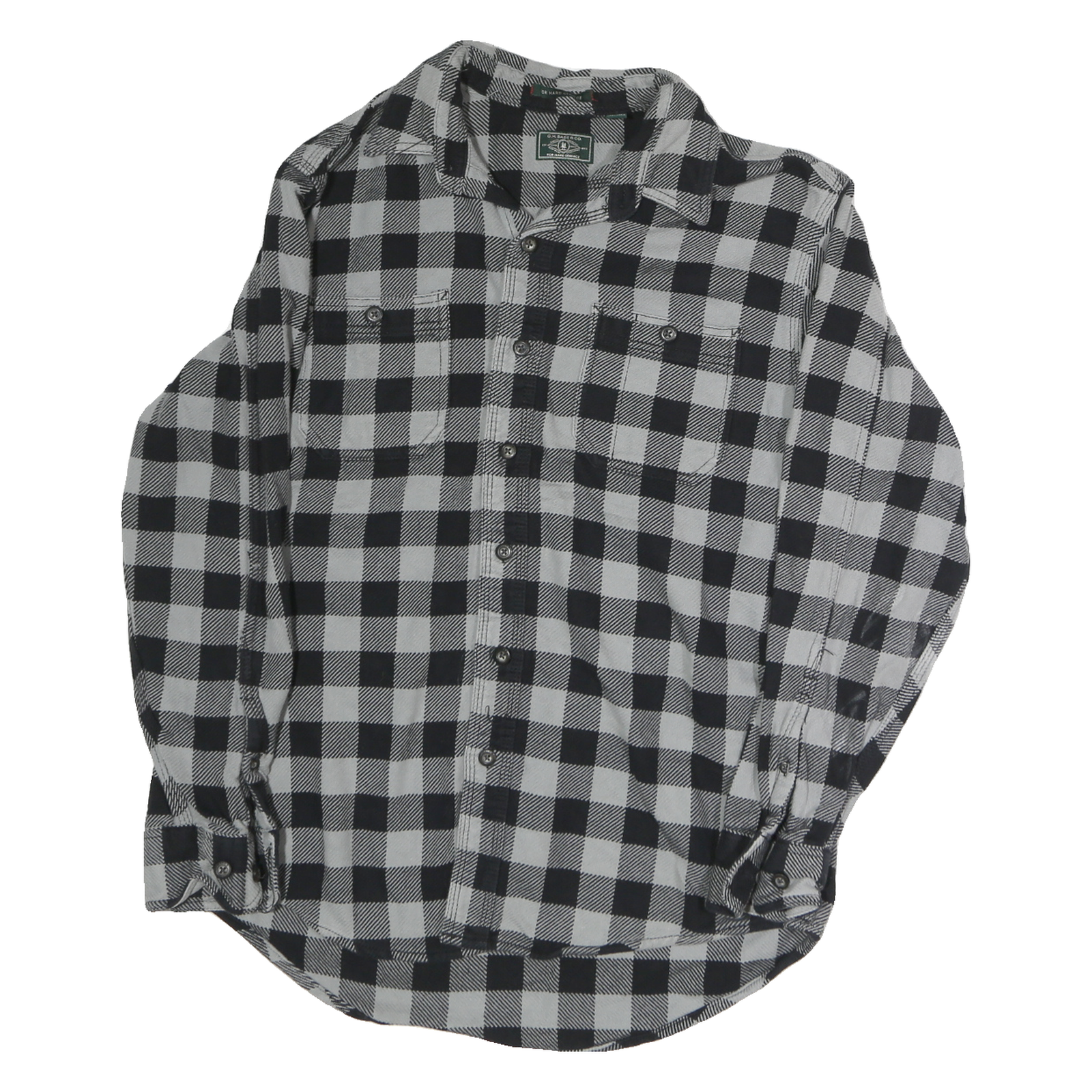 BASS & CO Mens Black & Grey Check Cotton Shirt M Long Sleeve Button Fastening Refurbished - N/A refurbished available on Cerqular
