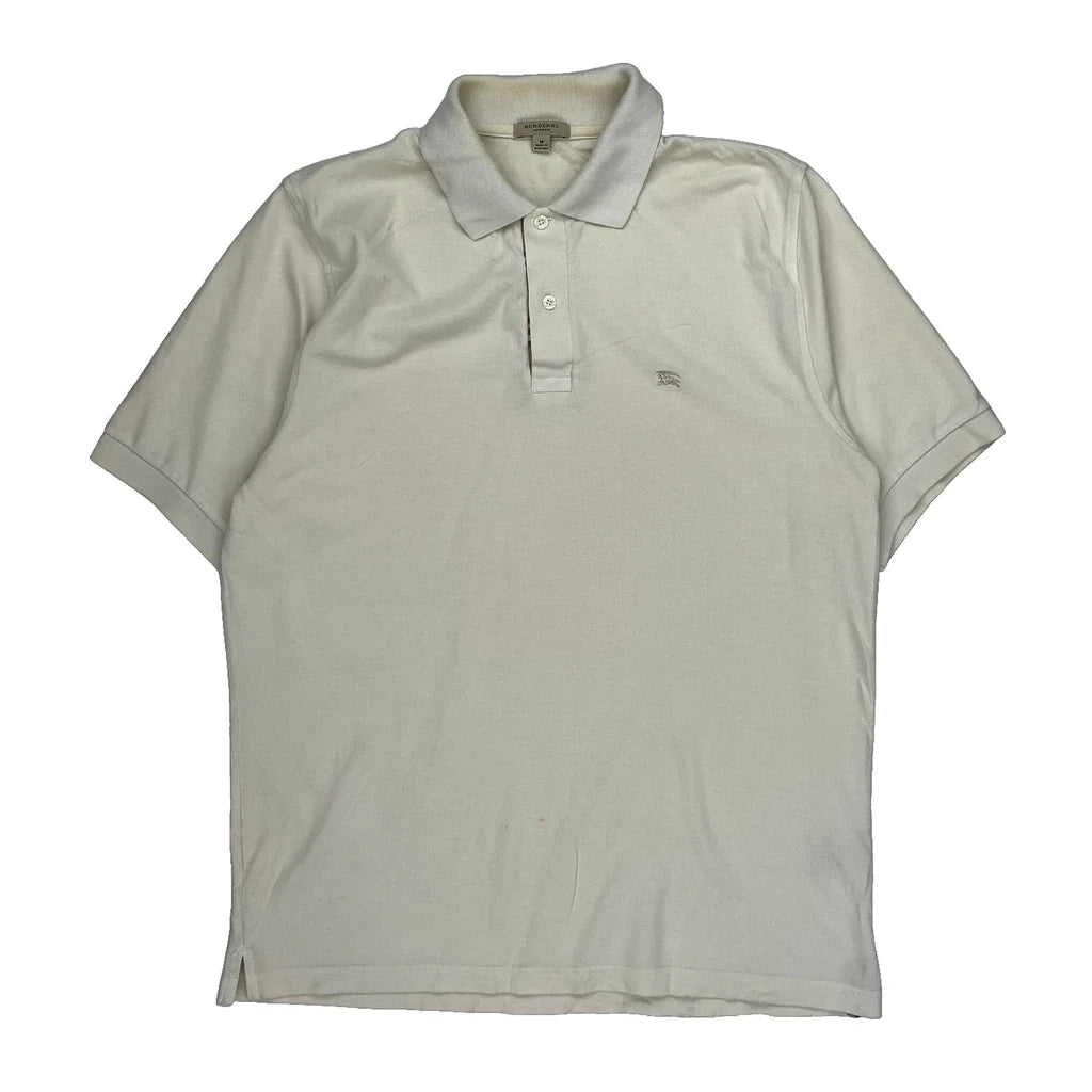 Burberry London Polo Shirt - Medium Cream Cotton Refurbished - Thrifted (note: this is a term often used to describe second- refurbished available on Cerqular
