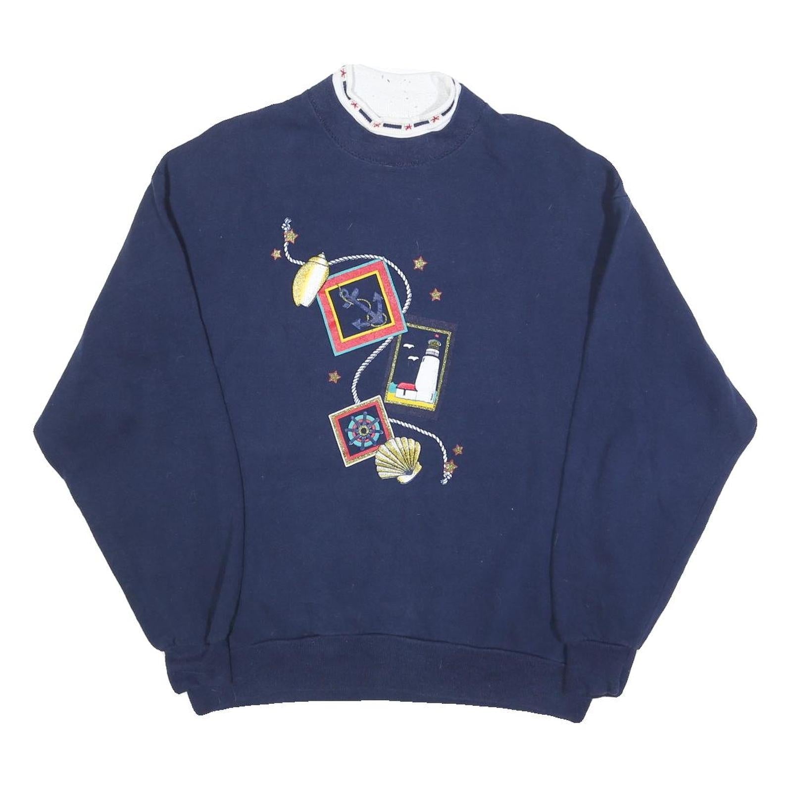 Buy GOPHER Womens Navy Sweatshirts Crew Neck L Nautical Embroidered Cotton Blend Refurbished - $27.29 GOPHER Womens Navy Sweatshirts Crew Neck L Nautical Embroidered Cotton Blend Refurbished - N/A refurbished available on Cerqular