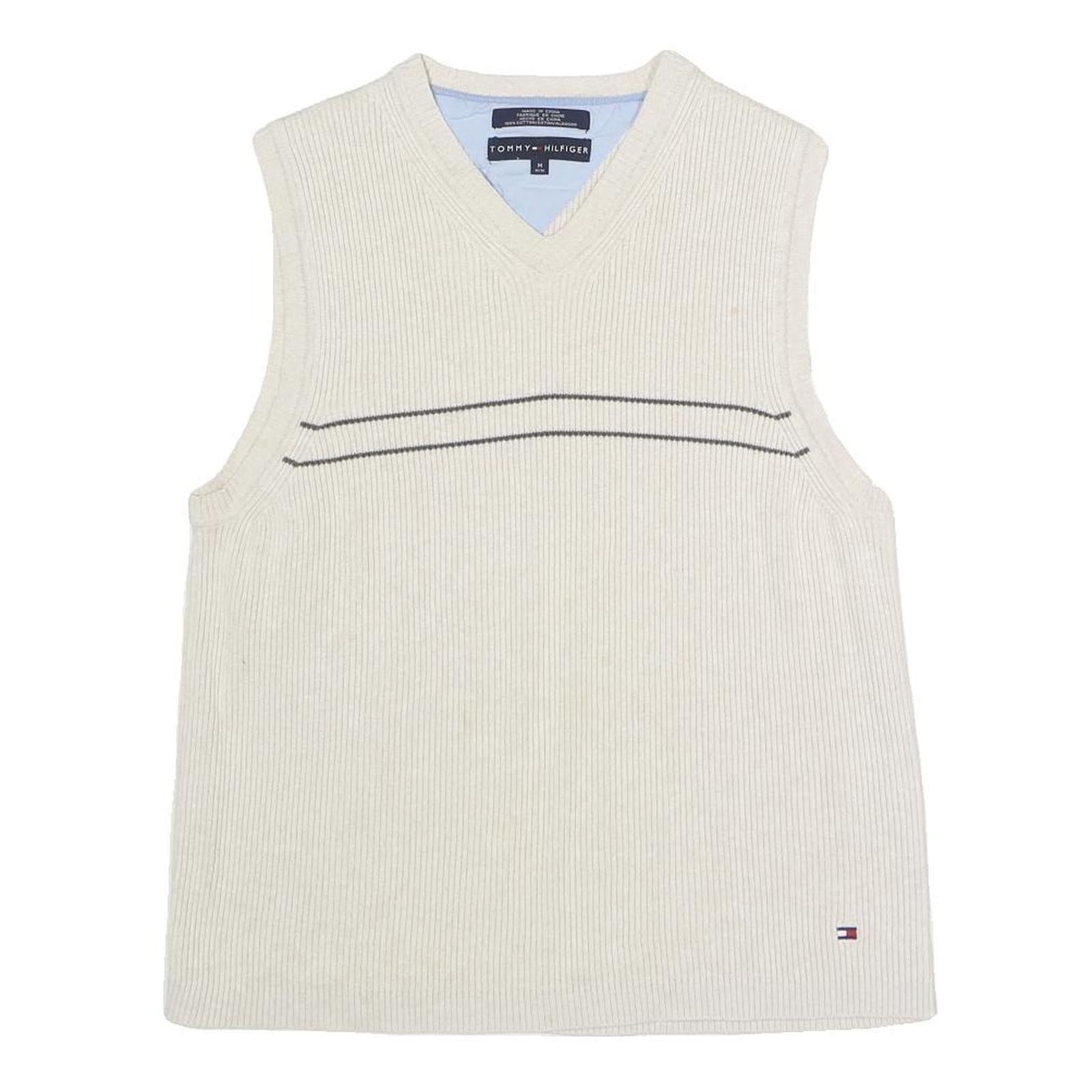 TOMMY HILFIGER Mens Cream Jumper Sleeveless V-Neck Rib Knit M Cotton Classic Refurbished - N/A refurbished available on Cerqular