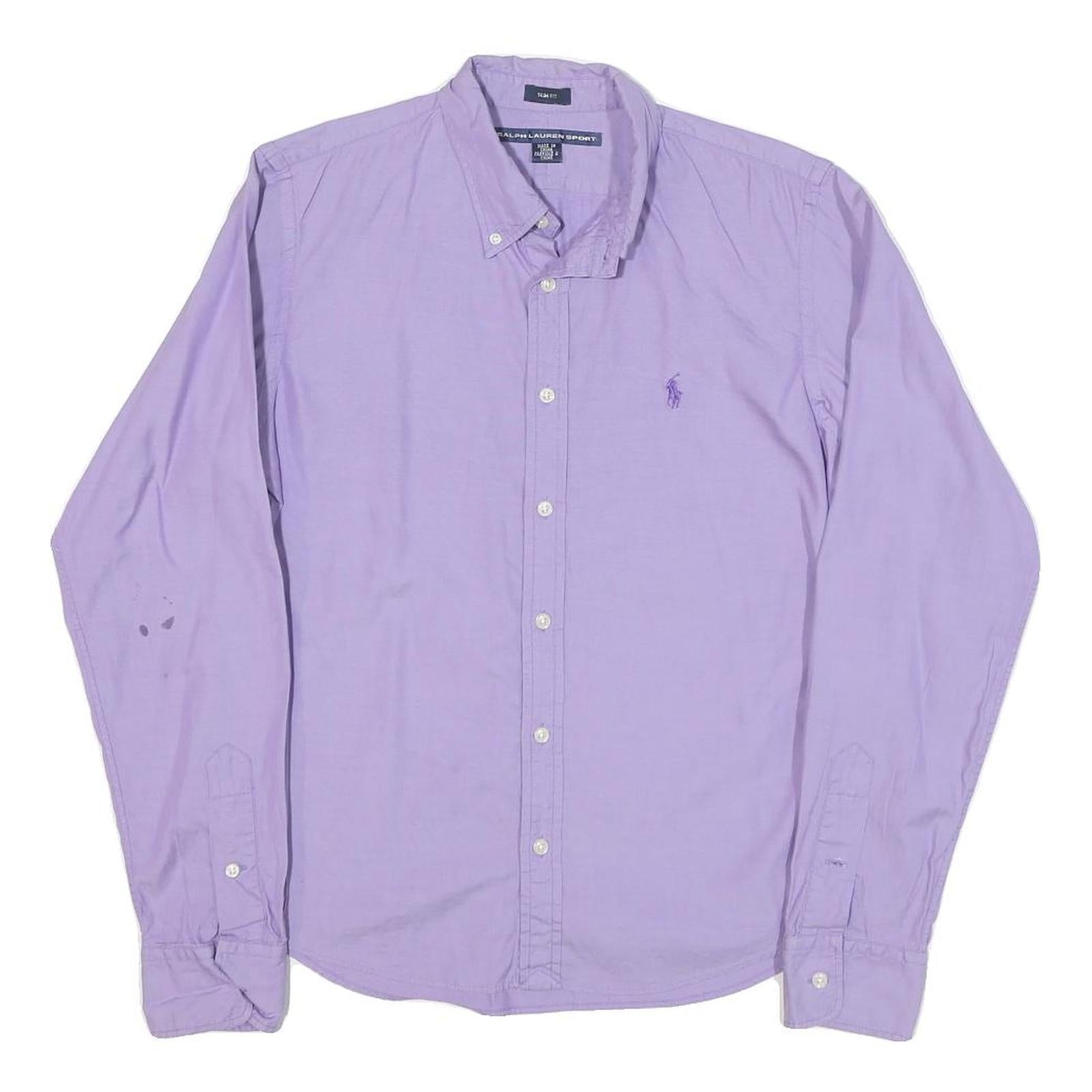RALPH LAUREN Mens Purple Slim Fit Shirt S Cotton Blend Classic Button-Down Refurbished - N/A refurbished available on Cerqular