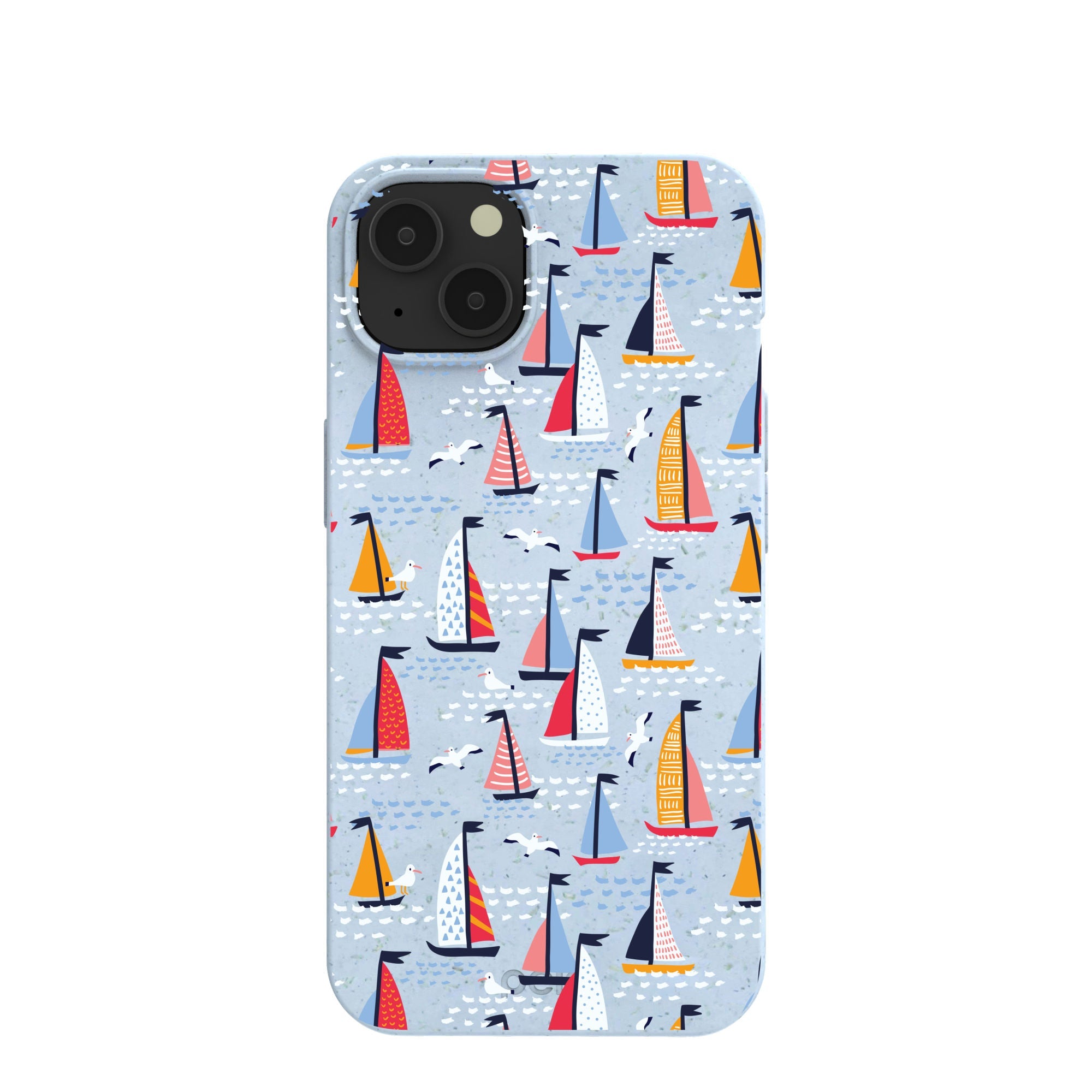 Powder Blue Sails and Seagulls iPhone 13 Case Refurbished - Pela Case refurbished available on Cerqular