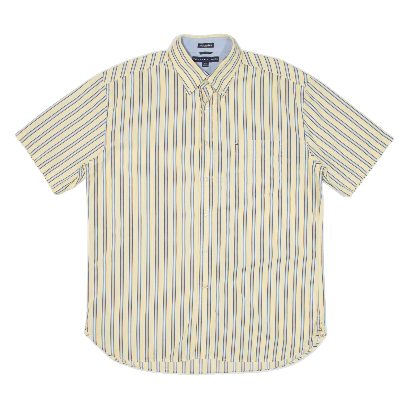 TOMMY HILFIGER Mens Shirt Yellow Striped L Refurbished - N/A refurbished available on Cerqular