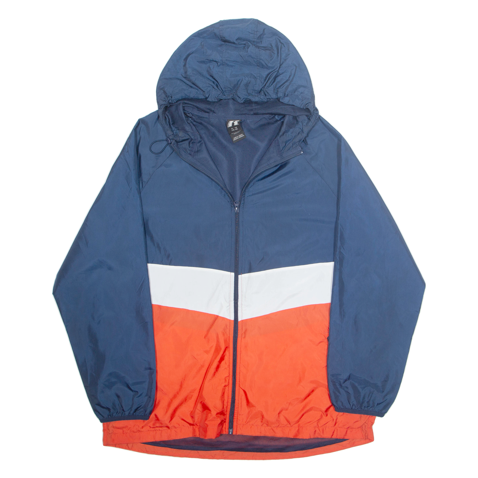 RUSSELL ATHLETIC Mens Rain Jacket Blue Nylon Hooded XL Refurbished - N/A refurbished available on Cerqular