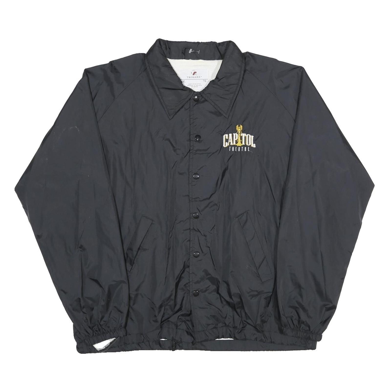 TRI-MARK Mens Black XL Nylon Coach Jacket Plain Button Closure Casual Refurbished - N/A refurbished available on Cerqular