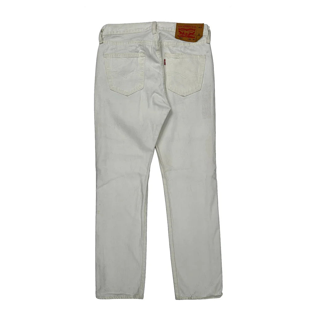 501 Levis Jeans - 30W 30L White Cotton Refurbished - Thrifted (note: this is a term often used to describe second- refurbished available on Cerqular