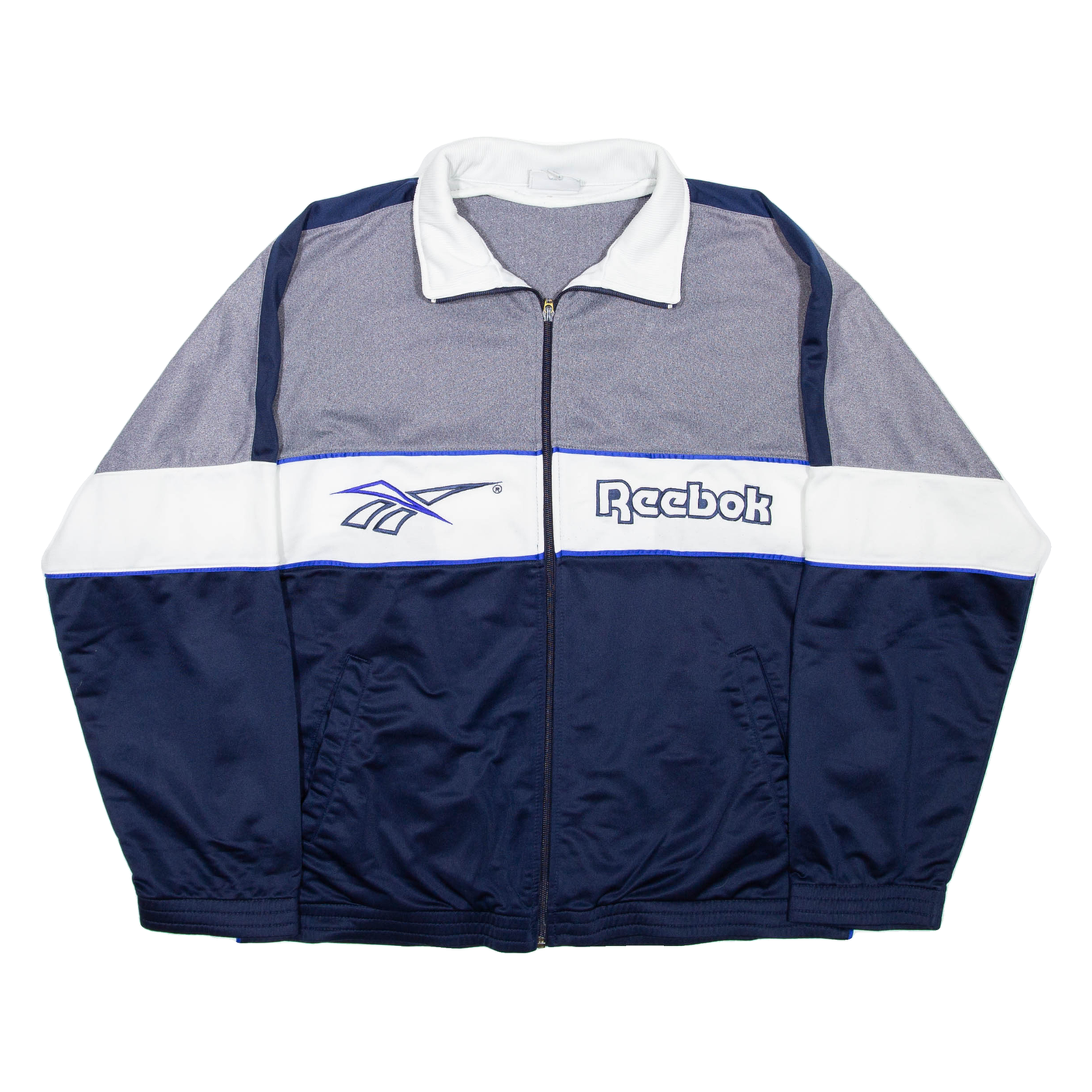 REEBOK Mens Track Jacket Blue Colourblock M Refurbished - N/A refurbished available on Cerqular