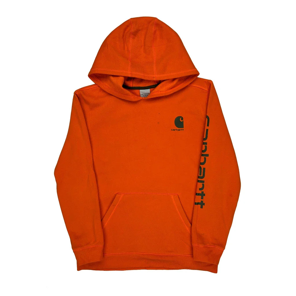 Age 14-16 Carhartt Hoodie - XL Orange Cotton Refurbished - Thrifted (note: this is a term often used to describe second- refurbished available on Cerqular