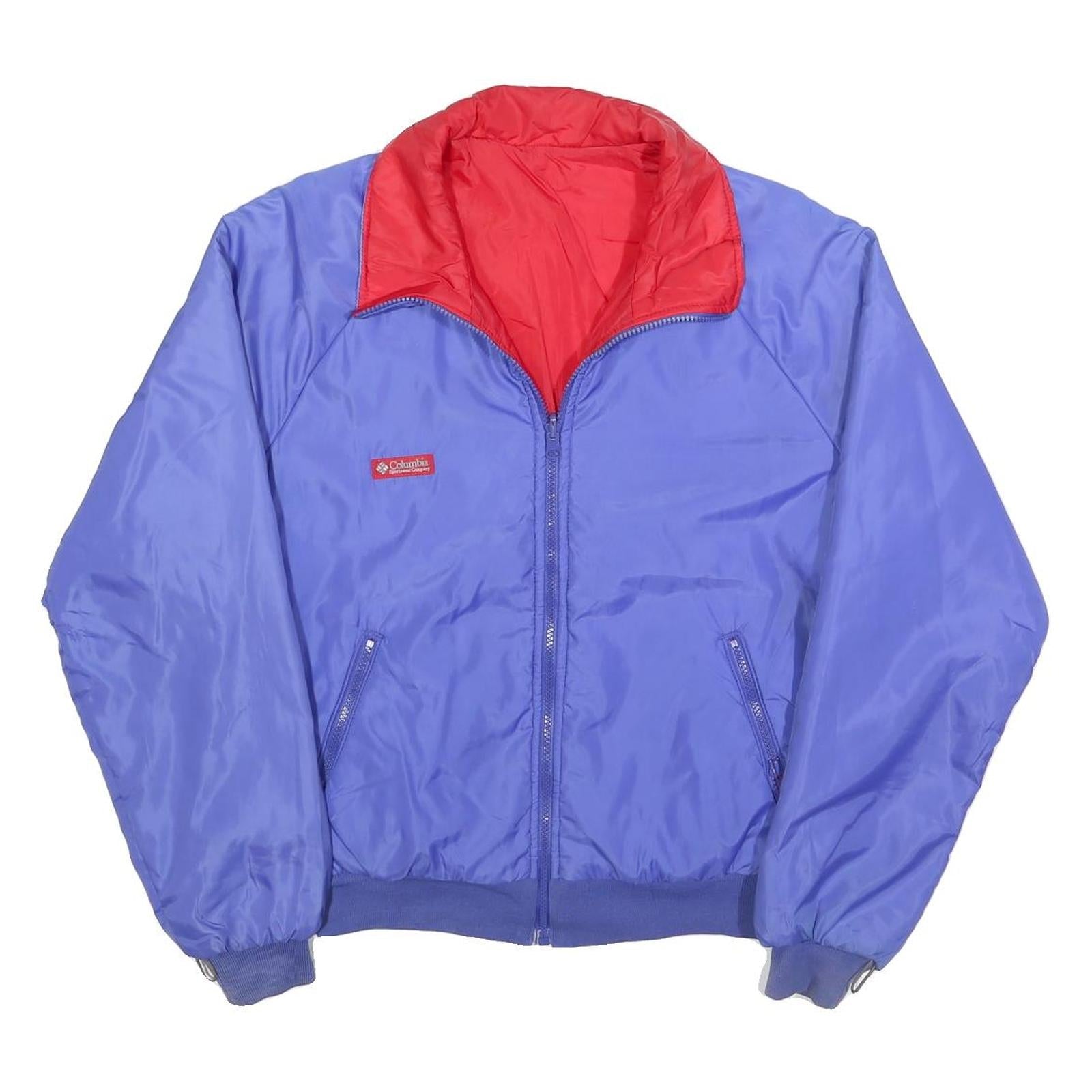 COLUMBIA Mens Blue & Red Reversible Zip Jacket M Polyester Blend Casual Refurbished - N/A refurbished available on Cerqular