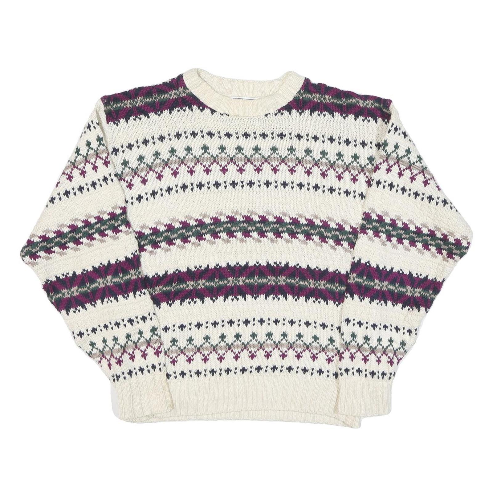 PINNACLE Womens Cream Patterned Jumper Crew Neck Basic Knit M Winter Knitwear Refurbished - N/A refurbished available on Cerqular