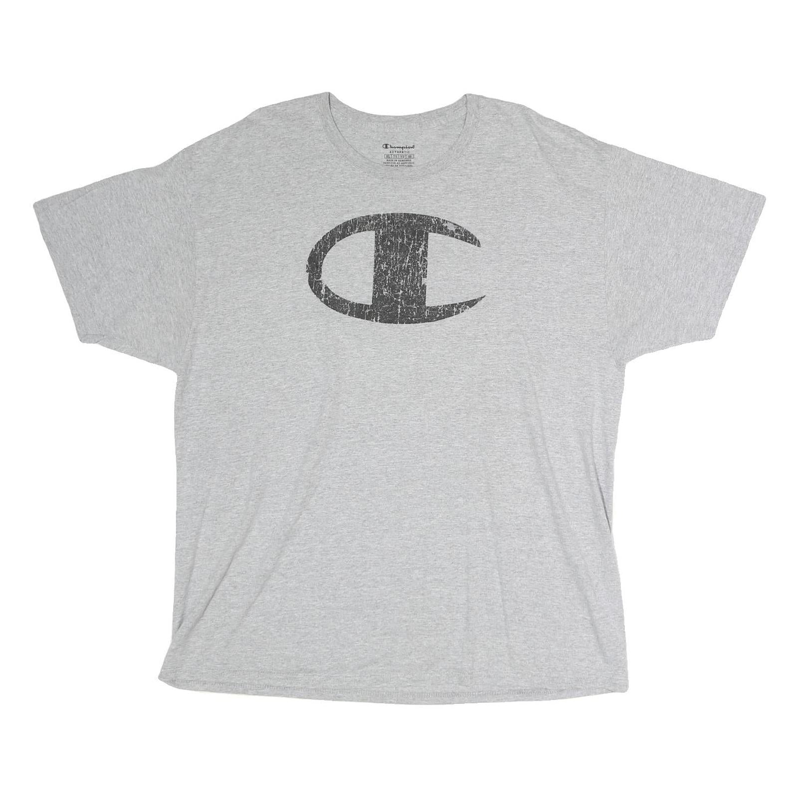CHAMPION Mens Grey XL Cotton T-Shirt Short Sleeve Crew Neck Large Logo Print Refurbished - N/A refurbished available on Cerqular