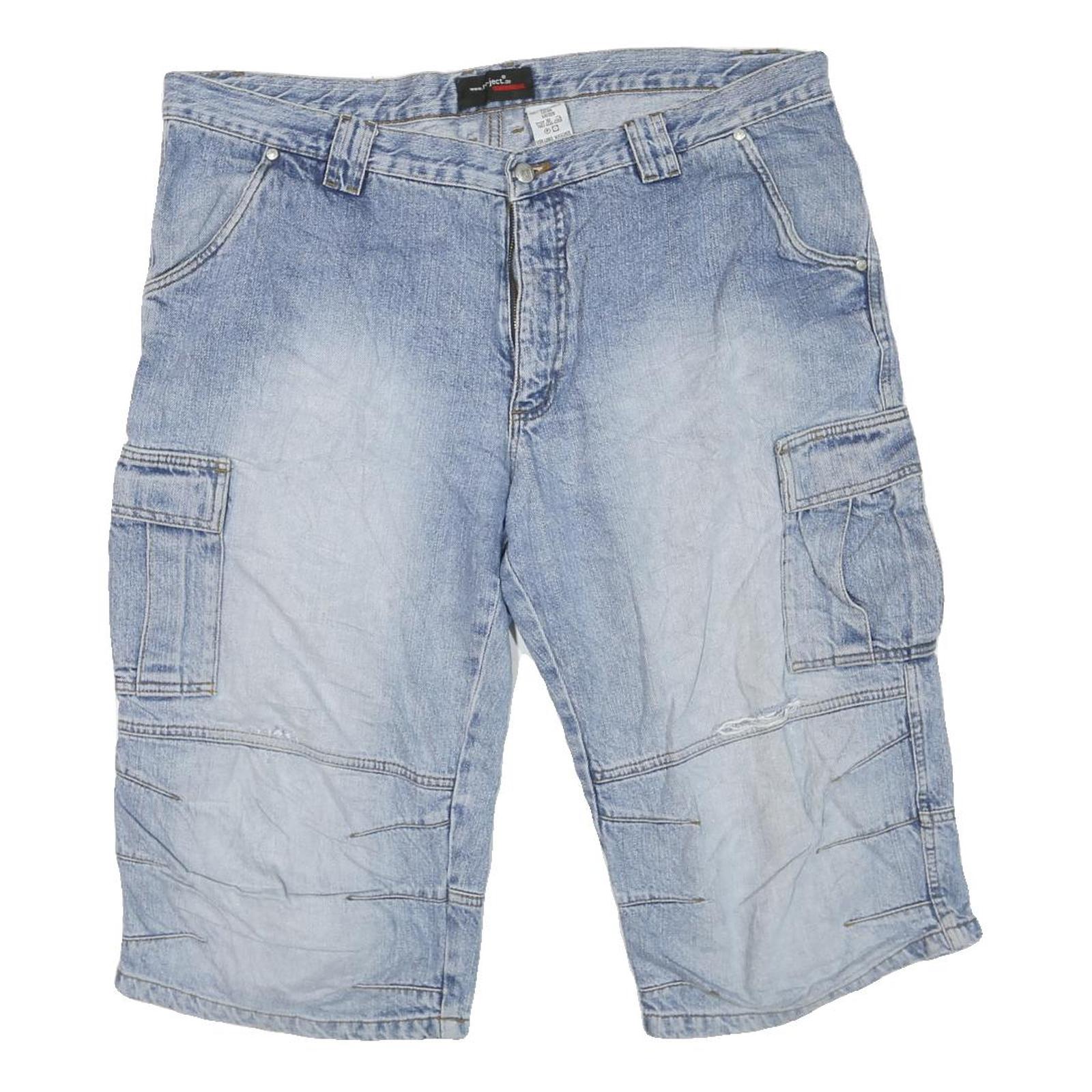 RE-JECT Mens Cargo Blue Denim XL W42 Cotton Blend Casual Shorts Refurbished - N/A refurbished available on Cerqular