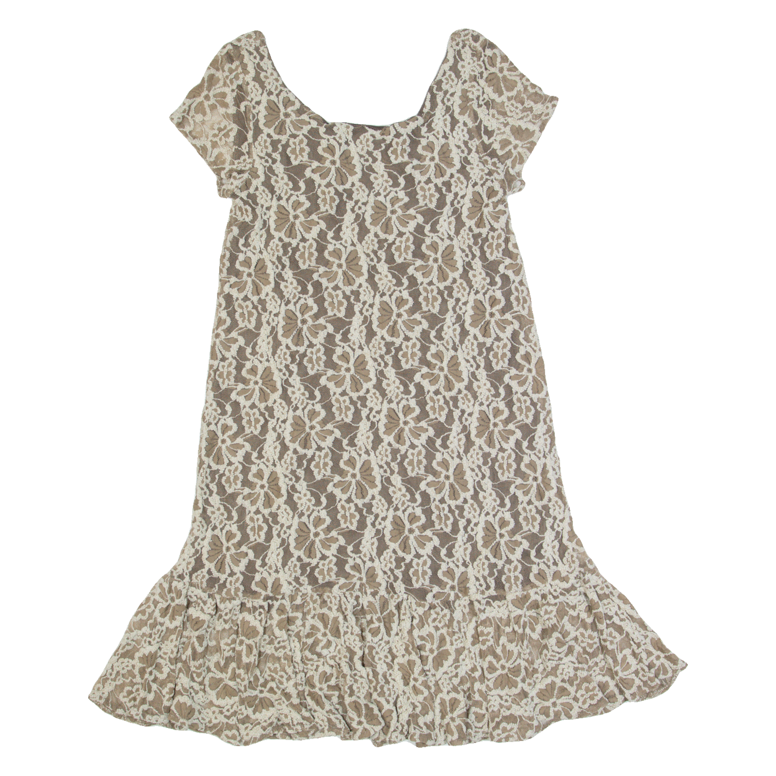 GANNI Womens Day Dress Brown Lace Short Sleeve Midi XS Refurbished - N/A refurbished available on Cerqular