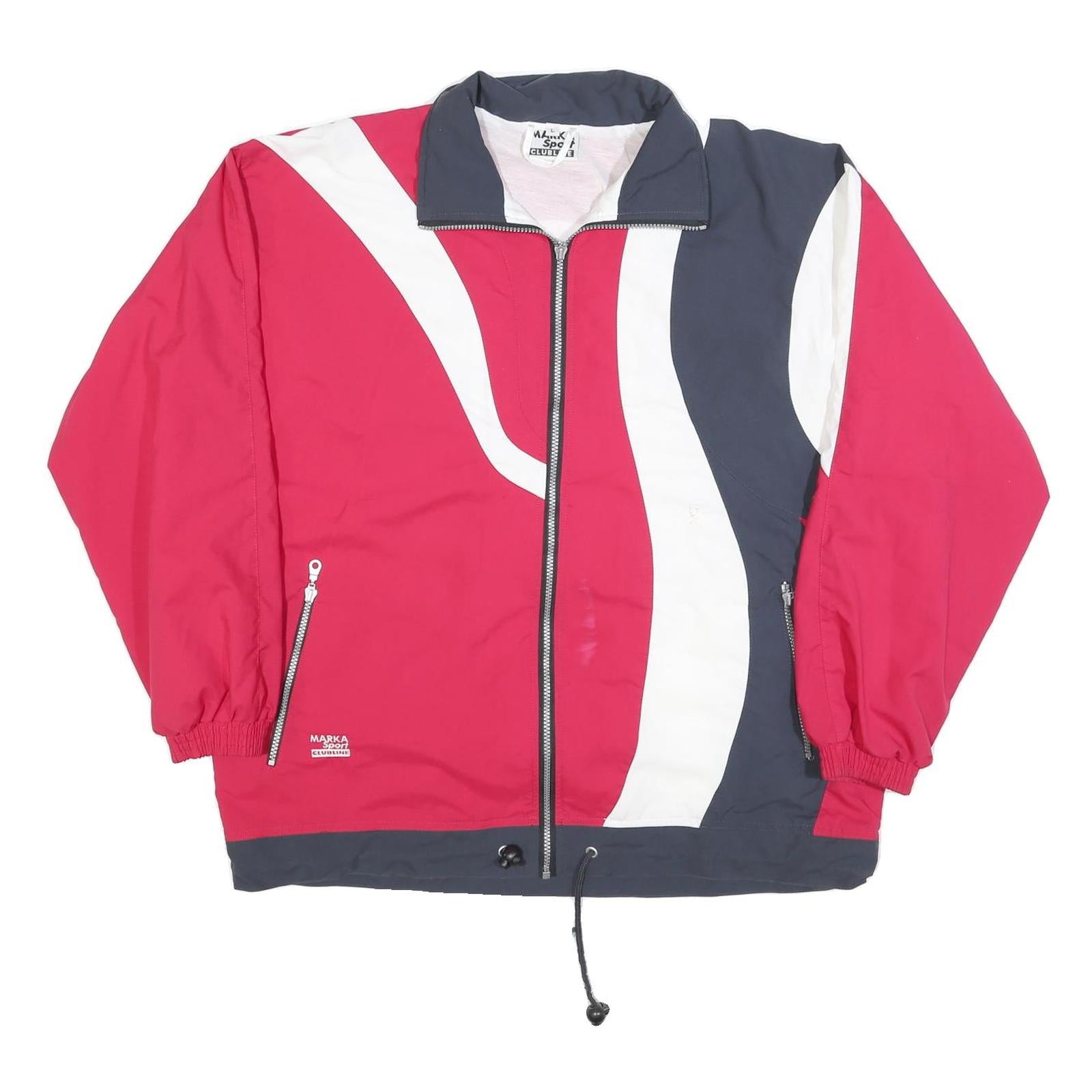 MARKA SPORT Mens Red & Navy Zip Jacket L Polyester Blend Wave Pattern Sportswear Refurbished - N/A refurbished available on Cerqular